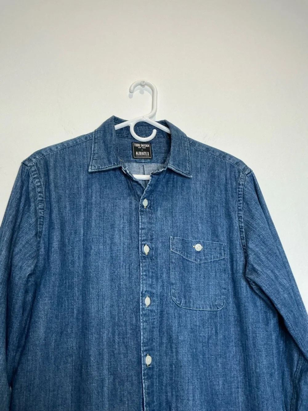 Todd Snyder x Albiate Mens Denim Button-Down Shirt One Chest Pocket M